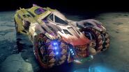 The Jokermobile as it appears in Batman: Arkham Knight