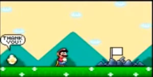 Mario stomping castle aftermath