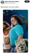 A post about a Chinese poster for A Minecraft Movie apparently making Steve buff.