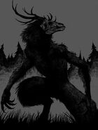 Artistic depiction featuring the popular but inaccurate deer head and furry body.