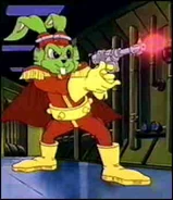 Bucky O'Hair firing his gun as seen in the Cartoons