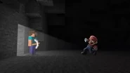 Steve encountering Mario