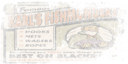 Advertisement for Karl's Fishmongers, can be found on walls in Karl's Bay.