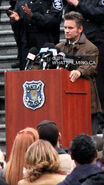 Filming in Vancouver July 6, James Turner at a press conference