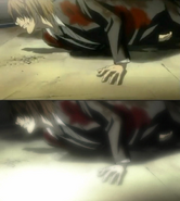 Light making his escape. Top is the original scene; bottom is the scene on DVD.