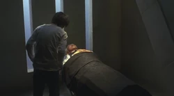 L przy ciele Watariego.