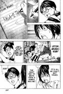 Kagami stops Miura from writing the names in the Death Note