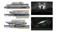 Alternative concepts for the shape of the ship, note the BRIDGES logo on the side.