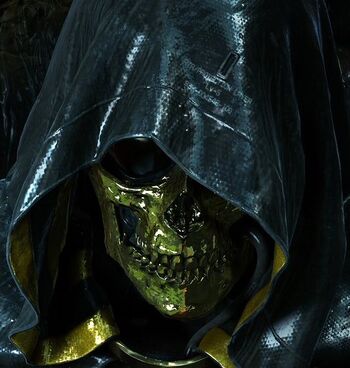 The trademark gold mask of Troy Baker in the Death Stranding