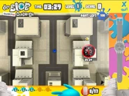 HUD with a bird's eye view of some buildings and paintbots.