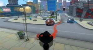 Three players in combat, with two having shields.