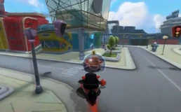 Another scene of combat with one being shielded. The port can be seen in the background.