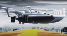 Seeing this from the outside, Blob jumps into the city with the size of the ship in full view.