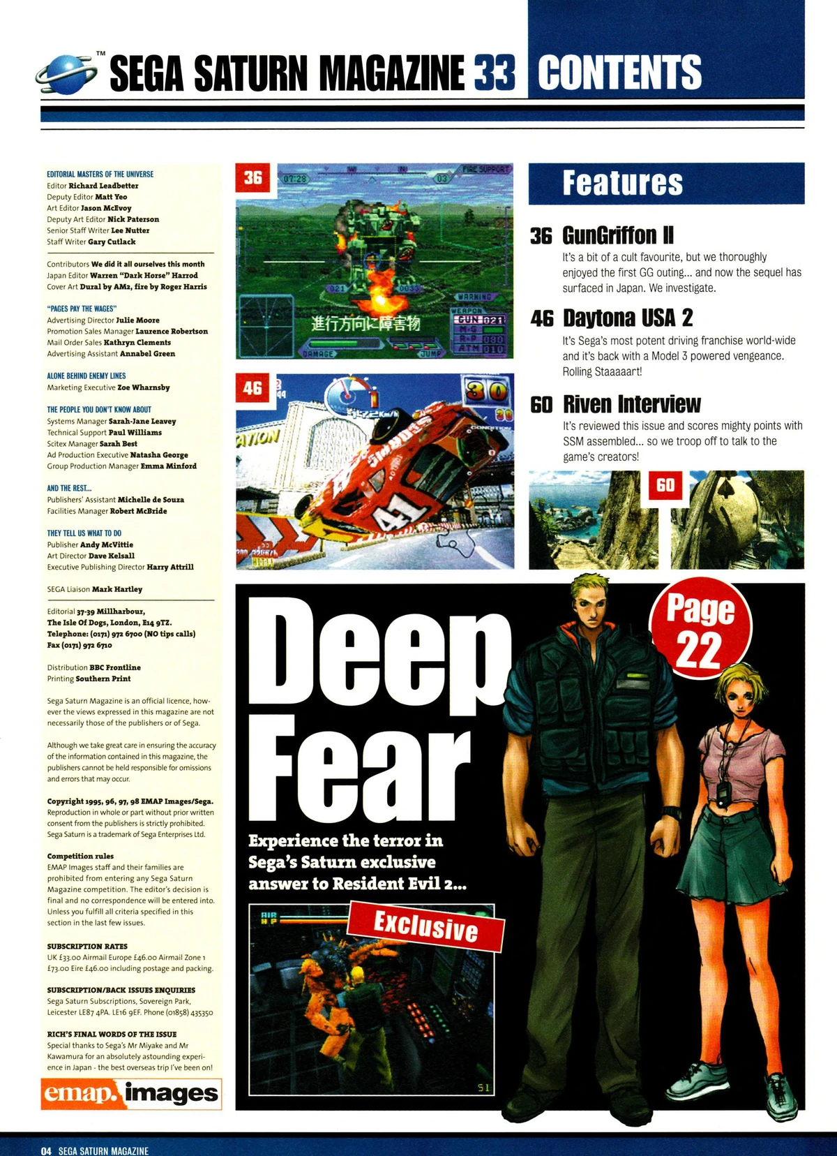 Deep Fear Sur Sega Saturn - Version Japonaise - Très Bon état