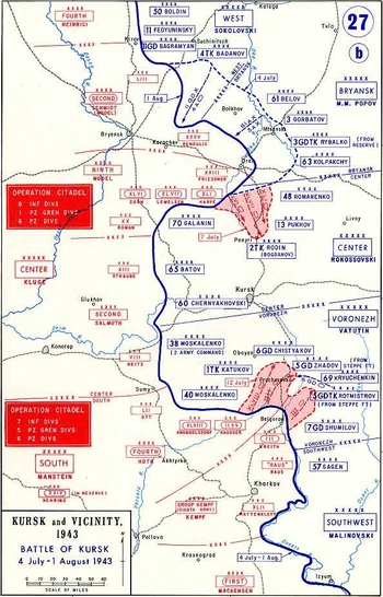Kaart van de slag om Koersk