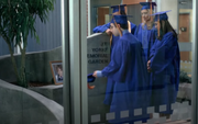 This is the first version of the J.T. Yorke Memorial Zen Garden and the first instance we see it. J.T.'s classmates place a graduation cap on the cement near a framed picture of him and move his tassel, symbolizing he's moving on from Degrassi with them.