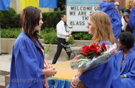 Anya and Holly J. talk at graduation