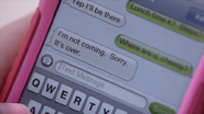 Cam breaking up with Maya via text message.