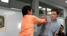 Esme shoving Miles