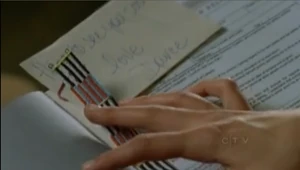 Mia finds Peter's relief work application from Darcy.