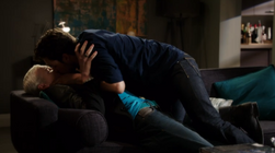 Tristan and Grant making out.