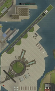 Der EBA in der Vogelperspektive (mit der Marinebasis und dem Export-/Import-Schiff)