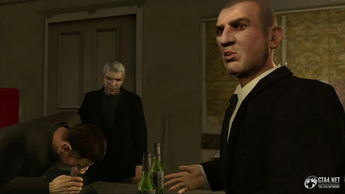 Derrick zusammen mit Packie und Gerry in deren Wohnung