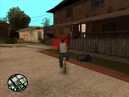 CJ vor dem Haus der Johnsons