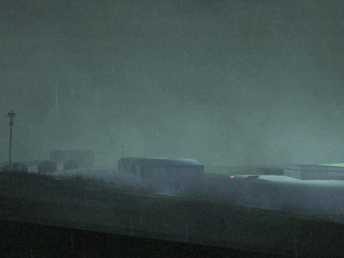 Gewitter mit extrem Niederschlägen beim Easter Bay Airport, die Sicht ist fast Null