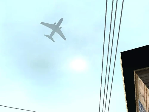 Die AT-400 im Flug über der Grove Street