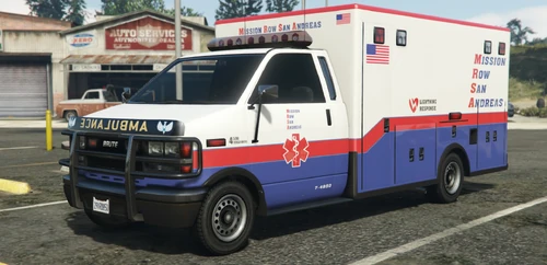 Der Krankenwagen (Mission Row Los Santos), Front- und Seitenansicht