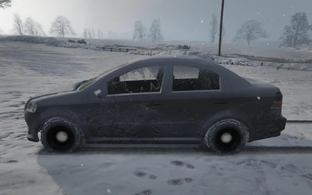 Schneebedecktes Modell: Seitenansicht