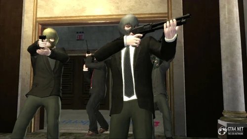 Derrick (l.) während des Banküberfalls