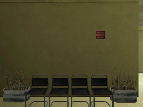 In manchen Gängen stehen Stühle.