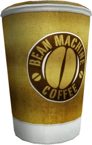 Ein übergroßer Bean-Machine-Becher an der Star Junction