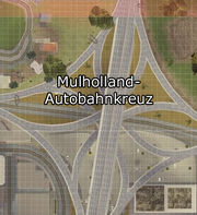 Mulholland-Autobahnkreuz-Karte, SA