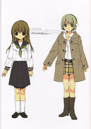 model sheet for Winter Garden, depicting Puchiko (left) and Dejiko (right)