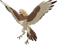 A harpy spreading its wings.