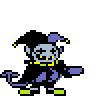 Jevil's in-battle dancing animation, with unused back view frames.[2]