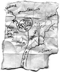 A simple map of the Maze and nearby coast.