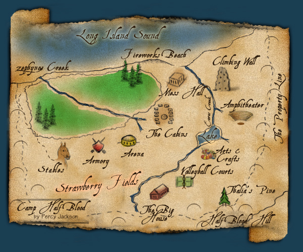 Map of camp-halfblood  Camp half blood, Percy jackson, Half blood