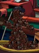 Гондольера поедают крабы