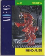 Aliens Bio Data N°16 de la figura Rhino Alien de Kenner