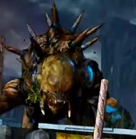 Un Spiked atacando a un grupo de  en una de las tantas ciudades destruidas por los Xenomorfos