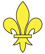 Het scoutinglogo die gebruikt werd voor de stripreeks