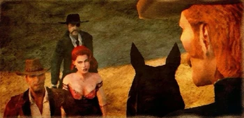 Cooper and his team talking with Captain Clarke in Desperados 2: Cooper's Revenge