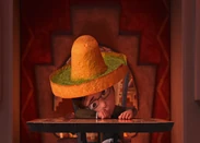 Margo eating a chip hat, depressed