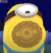 Crane with a cookie in his mouth