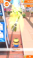 The player's Minion nears Gru's Rocket in The Mall.