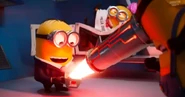 Mega Minion Mel heating Jeremy's coffee